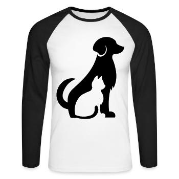 Animal lover cat dog - gift for animal lover - Unisex Long Sleeve Baseball T-Shirt - white/black - Front - Nik (191cm)