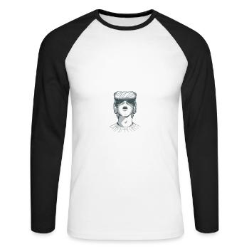 VR virtuelle Realität VR Brille Gamer Geschenk - Unisex Baseballshirt langarm - Weiß/Schwarz - Vorne - Nik (191cm)