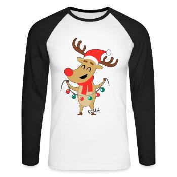Rudolf the reindeer - Rudolph the reindeer - Unisex Long Sleeve Baseball T-Shirt - white/black - Front - Nik (191cm)