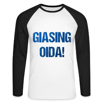 Giasing Oida München Tradition Geschenk - Unisex Baseballshirt langarm - Weiß/Schwarz - Vorne - Nik (191cm)