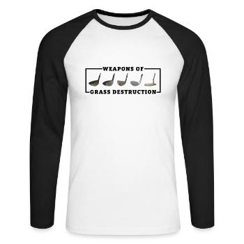 Golfschläger Golf Golfer - Unisex Baseballshirt langarm - Weiß/Schwarz - Vorne - Nik (191cm)