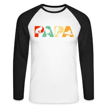Retro Lion Dad Shirt, Funny Papa Lion Father Gift - Unisex Long Sleeve Baseball T-Shirt - white/black - Front - Nik (191cm)