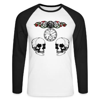 Le crâne - T-shirt baseball manches longues Homme - blanc/noir - Devant - Nik (191cm)
