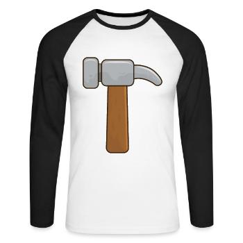Hammer - Unisex Baseballshirt langarm - Weiß/Schwarz - Vorne - Nik (191cm)