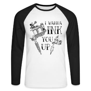 Tattoo artist tattoo needle tattoo saying Ink You Up - Unisex Long Sleeve Baseball T-Shirt - white/black - Front - Nik (191cm)