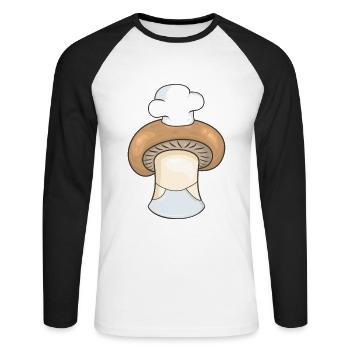 Pilz Champignon Koch - Unisex Baseballshirt langarm - Weiß/Schwarz - Vorne - Nik (191cm)