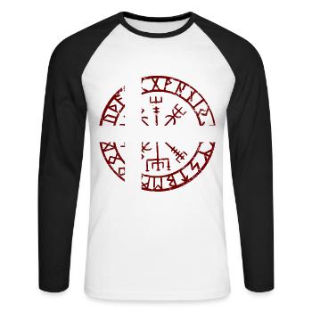 VEGVVISIR DENMARK - Boussole viking - T-shirt baseball manches longues Homme - blanc/noir - Devant - Nik (191cm)