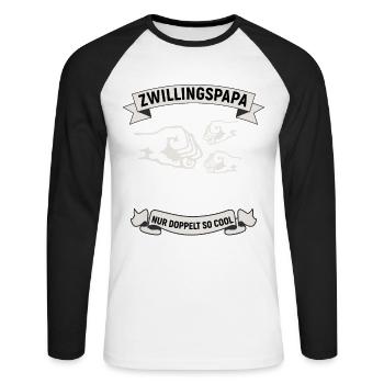 Zwillingspapa Papa Vater Zwillinge Geburt - Unisex Baseballshirt langarm - Weiß/Schwarz - Vorne - Nik (191cm)