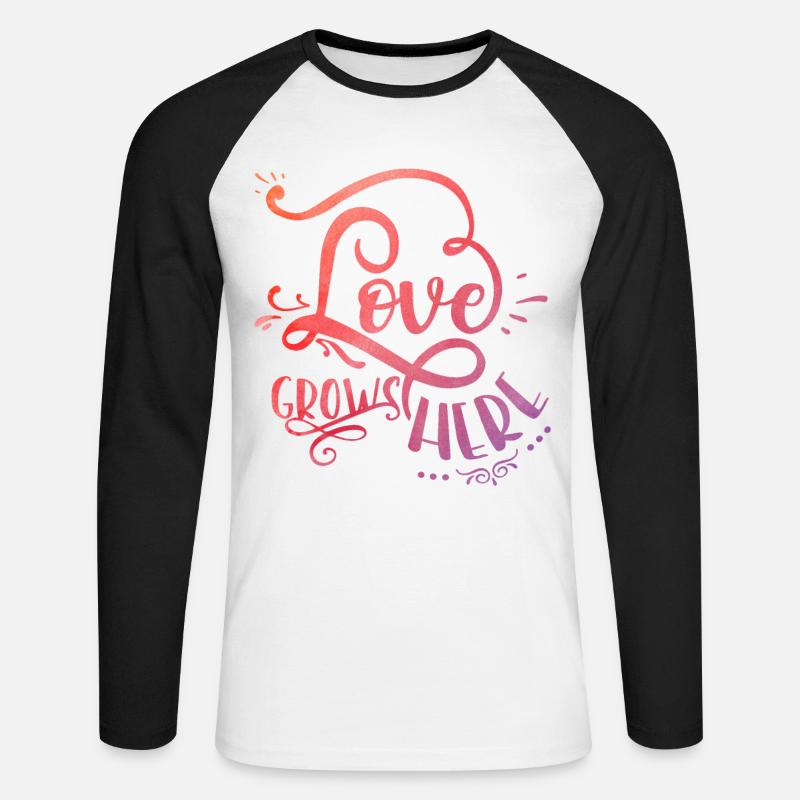 Love grows here - Unisex Baseballshirt langarm - Weiß/Schwarz
