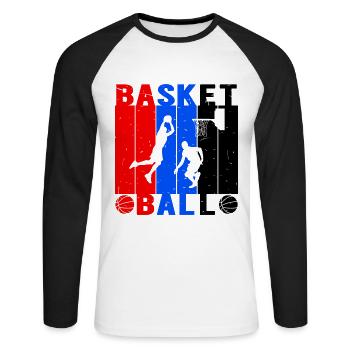 Basketball Players Jump Throw - Unisex Long Sleeve Baseball T-Shirt - white/black - Front - Nik (191cm)
