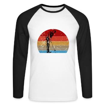 Ich bin Rentner Minigolf ist meine Arbeit - Unisex Baseballshirt langarm - Weiß/Schwarz - Vorne - Nik (191cm)