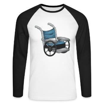 Rollstuhl - Unisex Baseballshirt langarm - Weiß/Schwarz - Vorne - Nik (191cm)