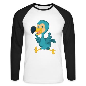 Dodo Vogel - Unisex Baseballshirt langarm - Weiß/Schwarz - Vorne - Nik (191cm)