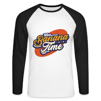 Banana - Unisex Long Sleeve Baseball T-Shirt - white/black - Front - Nik (191cm)