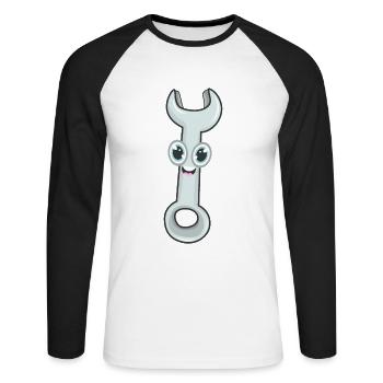 Wrench Tool - Unisex Long Sleeve Baseball T-Shirt - white/black - Front - Nik (191cm)
