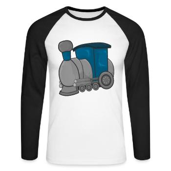 Train locomotive train - T-shirt baseball manches longues Homme - blanc/noir - Devant - Nik (191cm)