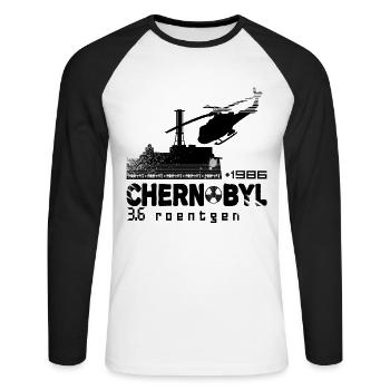 Tschernobyl TShirt 1986 3.6 Roentgen Soviet UdSSR - Unisex Baseballshirt langarm - Weiß/Schwarz - Vorne - Nik (191cm)
