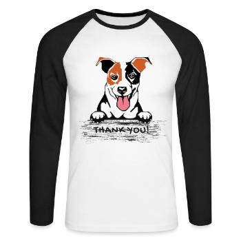 Jack Russell thank you - Unisex Baseballshirt langarm - Weiß/Schwarz - Vorne - Nik (191cm)