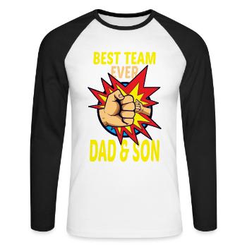 Père et fils Meilleure équipe pour toujours cadeau papa - T-shirt baseball manches longues Homme - blanc/noir - Devant - Nik (191cm)