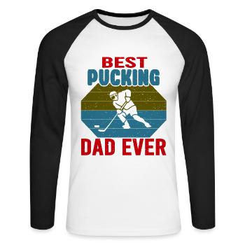 HOCKEY DAD Hockey Dad Man Gift Retro - Unisex Long Sleeve Baseball T-Shirt - white/black - Front - Nik (191cm)