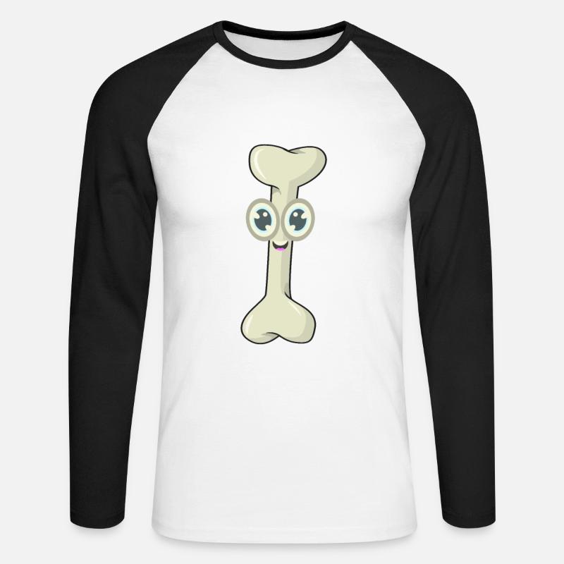 Knochen Kauknochen - Unisex Baseballshirt langarm - Weiß/Schwarz