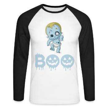 Zombie Baby Halloween - T-shirt baseball manches longues Homme - blanc/noir - Devant - Nik (191cm)