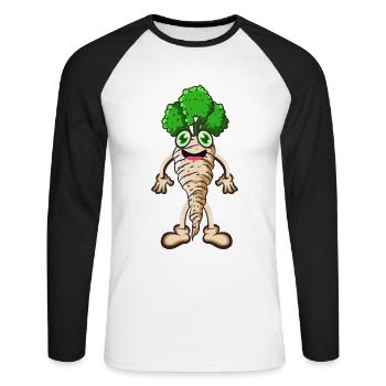 Pastinake - Unisex Baseballshirt langarm - Weiß/Schwarz - Vorne - Nik (191cm)