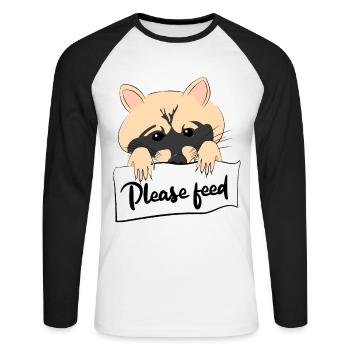 Lustige Waschbär Sprüche Retro Waschbären Raccoon - Unisex Baseballshirt langarm - Weiß/Schwarz - Vorne - Nik (191cm)