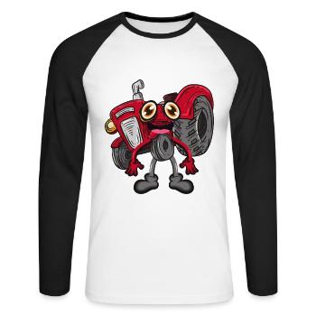 Traktor - Unisex Baseballshirt langarm - Weiß/Schwarz - Vorne - Nik (191cm)