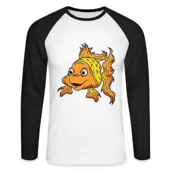 Poisson poisson rouge - T-shirt baseball manches longues Homme - blanc/noir - Devant - Nik (191cm)