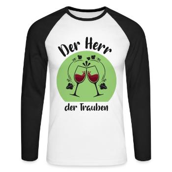 Winzer Weinbauer - Unisex Baseballshirt langarm - Weiß/Schwarz - Vorne - Nik (191cm)