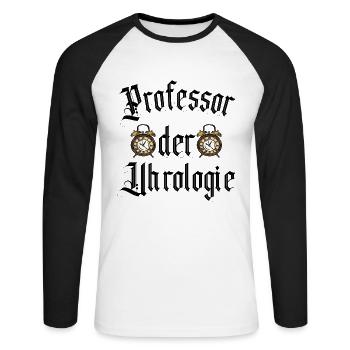 Uhrmacher Uhrensammler Uhrenliebhaber Geschenk - Unisex Baseballshirt langarm - Weiß/Schwarz - Vorne - Nik (191cm)