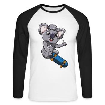 Skateboard Koala Skater - T-shirt baseball manches longues Homme - blanc/noir - Devant - Nik (191cm)