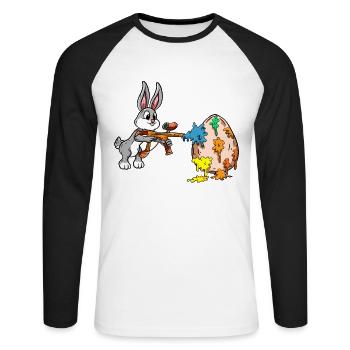 Easter Easter egg dyeing - Unisex Long Sleeve Baseball T-Shirt - white/black - Front - Nik (191cm)