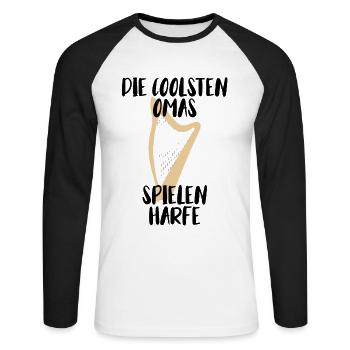 Harfe Geschenk Musikinstrument Musiker Zupfen - Unisex Baseballshirt langarm - Weiß/Schwarz - Vorne - Nik (191cm)