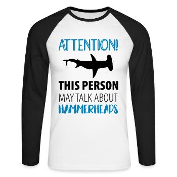 Shark Hammerhead Shark Hammerhead Sharks - Unisex Long Sleeve Baseball T-Shirt - white/black - Front - Nik (191cm)