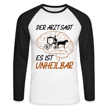 Kutscher Kutsche Pferdekutscher Kutschieren - Unisex Baseballshirt langarm - Weiß/Schwarz - Vorne - Nik (191cm)
