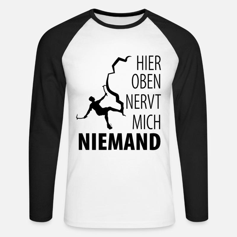 Eisklettern Eiskletterer Eispickel - Unisex Baseballshirt langarm - Weiß/Schwarz