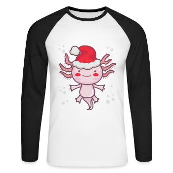 Christmas Axolotl Christmas Nicholas - Unisex Long Sleeve Baseball T-Shirt - white/black - Front - Nik (191cm)