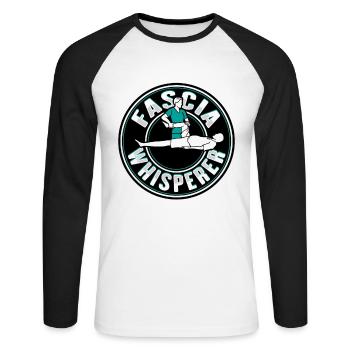 Physiotherapy shirt for physiotherapist - Unisex Long Sleeve Baseball T-Shirt - white/black - Front - Nik (191cm)