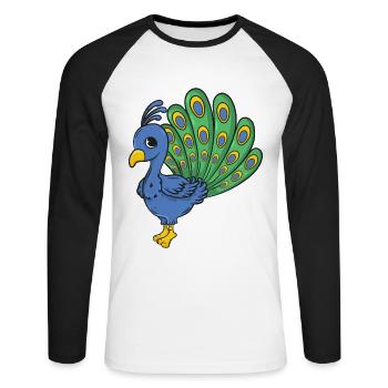 paon - T-shirt baseball manches longues Homme - blanc/noir - Devant - Nik (191cm)