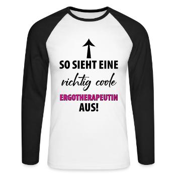 ERGOTHERAPEUTIN ERGOTHERAPIE - Unisex Baseballshirt langarm - Weiß/Schwarz - Vorne - Nik (191cm)