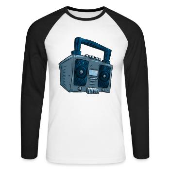 Radio Hip Hop - Unisex Baseballshirt langarm - Weiß/Schwarz - Vorne - Nik (191cm)