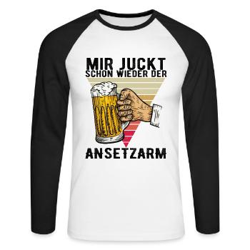 Alkohol Bier Saufen Sauf Geschenk - Unisex Baseballshirt langarm - Weiß/Schwarz - Vorne - Nik (191cm)