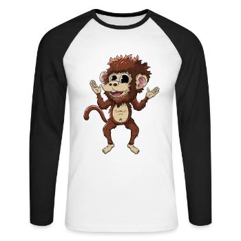 Monkey - Unisex Long Sleeve Baseball T-Shirt - white/black - Front - Nik (191cm)