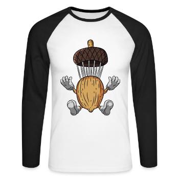 Fallschirm Eichel Eiche Baum - Unisex Baseballshirt langarm - Weiß/Schwarz - Vorne - Nik (191cm)