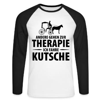 Kutscher Kutsche Pferdekutscher Kutschieren - Unisex Baseballshirt langarm - Weiß/Schwarz - Vorne - Nik (191cm)