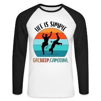 Capoeira - T-shirt baseball manches longues Homme - blanc/noir - Devant - Nik (191cm)