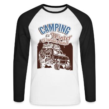 Camping In A Winter Wonderland Winter Vacation Camping - Unisex Long Sleeve Baseball T-Shirt - white/black - Front - Nik (191cm)