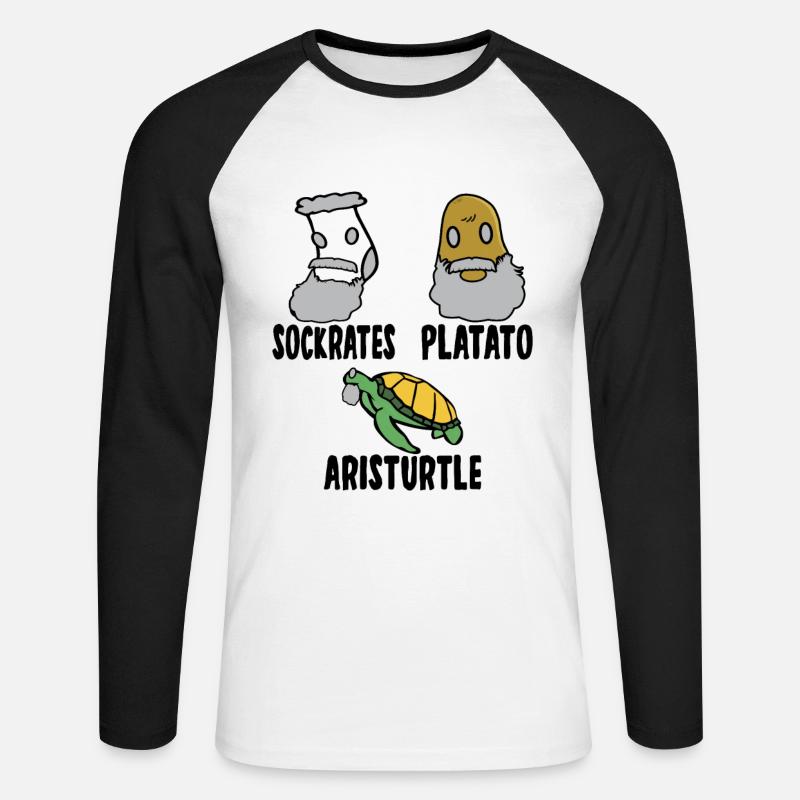 Filosofia Socrate Platone Aristotele Filosofo - Maglia da baseball a manica lunga da uomo - bianco/nero